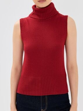 Veronica Beard Mazzy Cashmere Sleeveless Sweater Crimson Red NWT Small
